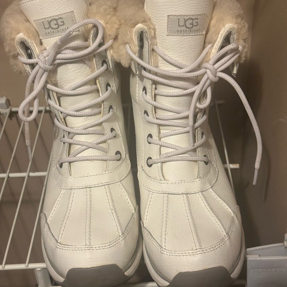 UGG White Lace-Up Boots